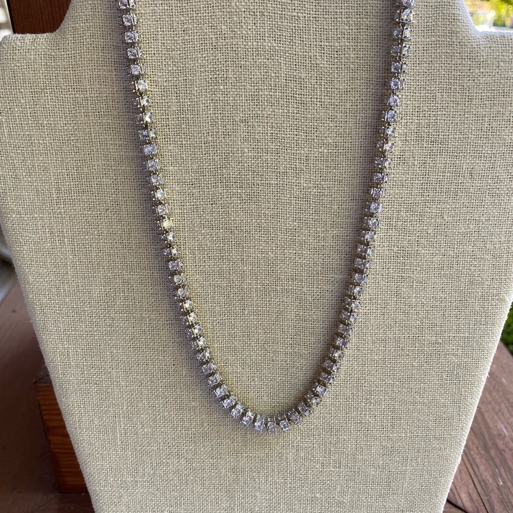 White Cubic Zirconia Rhodium Over Sterling Silver Necklace stamped 925